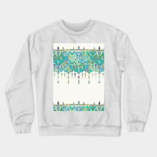 Art Deco Double Drop in Jade and Aquamarine on Cream Crewneck Sweatshirt